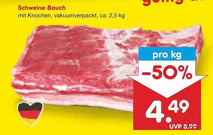 Schweine-Bauch mit Knochen, vakuumverpackt, ca. 2,5 kg