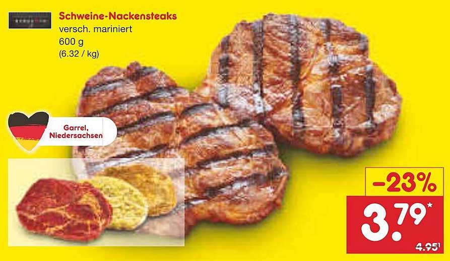 Schweine-Nackensteaks, verschieden mariniert, 600 g