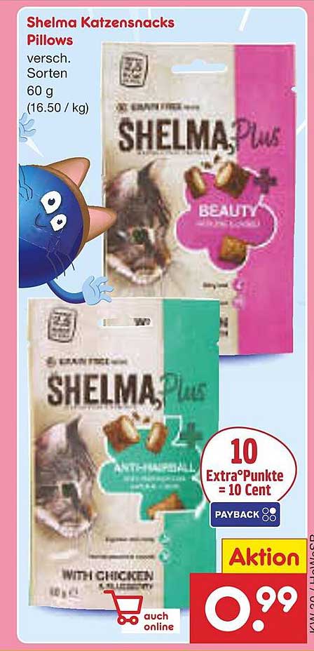 Shelma Katzensnacks Pillows, verschiedene Sorten - 60 g