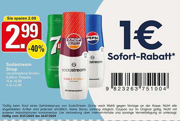 Sodastream Sirup – verschiedene Sorten, 0,44L-Flasche