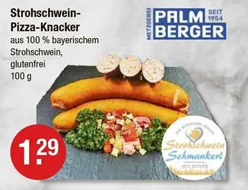 Strohschwein-Pizza-Knacker aus 100 % bayerischem Strohschwein, glutenfrei, 100 g