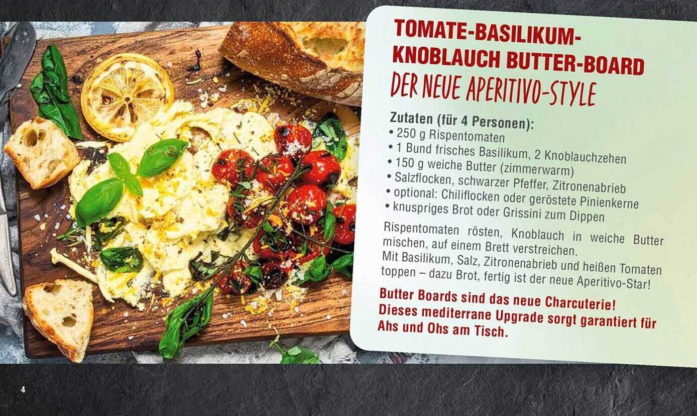 Tomate-Basilikum-Knoblauch Butter-Board – Der neue Aperitivo-Style