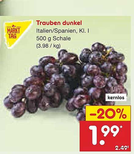 Trauben dunkel, Italien/Spanien, Kl. I, 500 g Schale