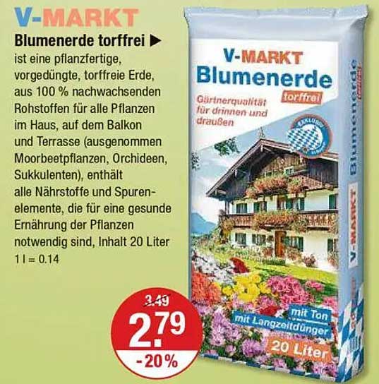 V-Markt Blumenerde torffrei 20 Liter