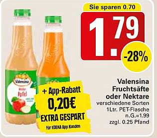 Valensina Fruchtsäfte oder Nektare verschiedene Sorten 1L PET-Flasche
