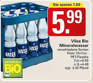 Vilsa Bio Mineralwasser verschiedene Sorten Kiste 12x1Ltr.