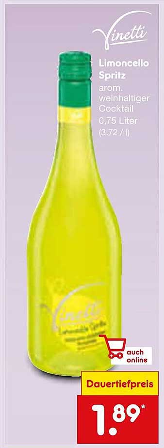 Vinetti Limoncello Spritz – arom.weinhaltiger Cocktail 0,75 Liter