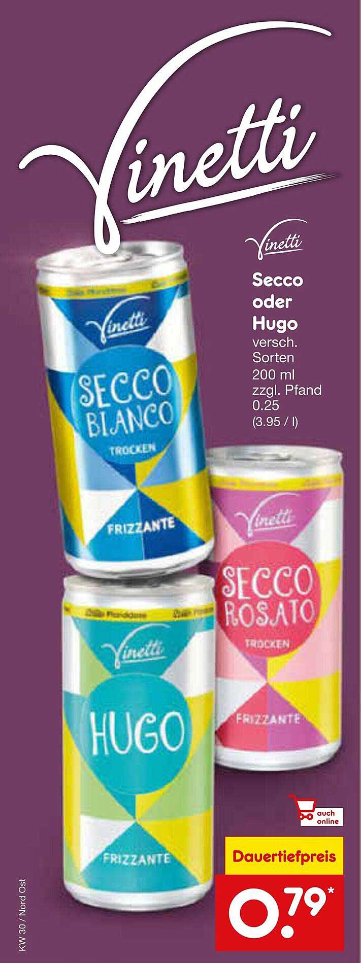 Vinetti Secco oder Hugo, 200 ml