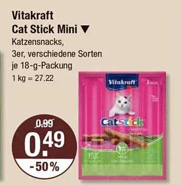 Vitakraft Cat Stick Mini Katzen Snacks, 3er Packung