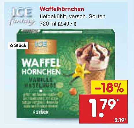Waffelhörnchen - tiefgekühlt, verschiedene Sorten, 720 ml