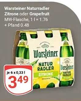 Warsteiner Naturradler Zitrone oder Grapefruit, 6 x 0,33 l