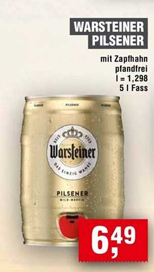 WARSTEINER PILSENER mit Zapfhahn pfandfrei 5 l Fass