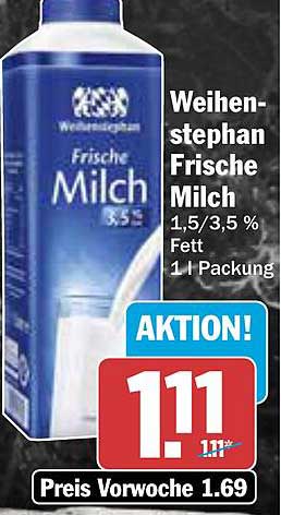 Weihenstephan Frische Milch 1,5/3,5 % Fett 1 l Packung