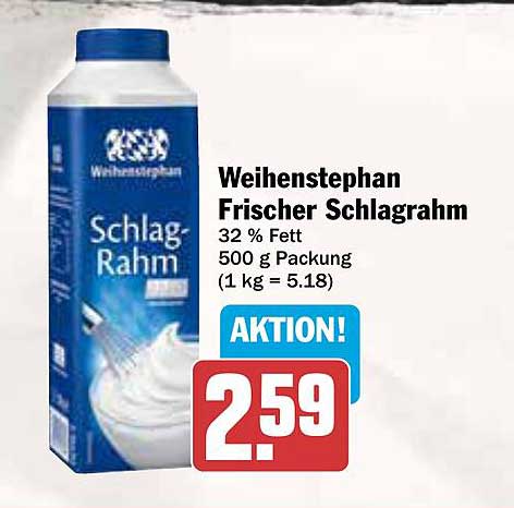 Weihenstephan Frischer Schlagrahm 32 % Fett 500 g Packung