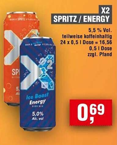 X2 Spritz / Energy 0,5l Dose - 2 für 0,69€