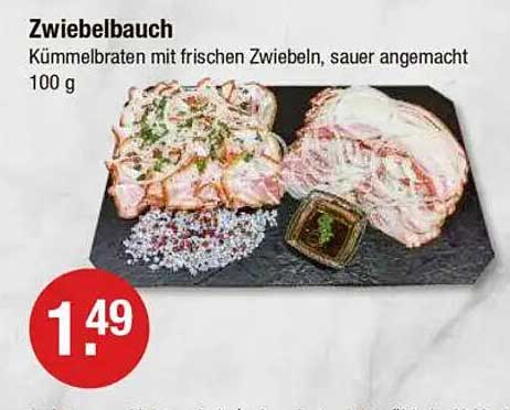 Zwiebelbauch - Kümmelbraten mit frischen Zwiebeln, sauer angemacht