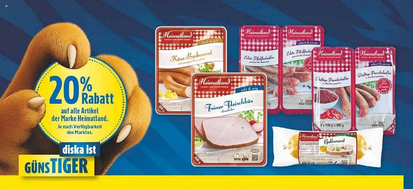 20% Rabatt auf alle Artikel der Marke Heimatland.