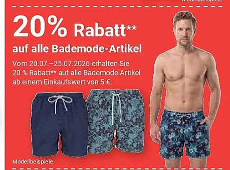 20% Rabatt** auf alle Bademode-Artikel
