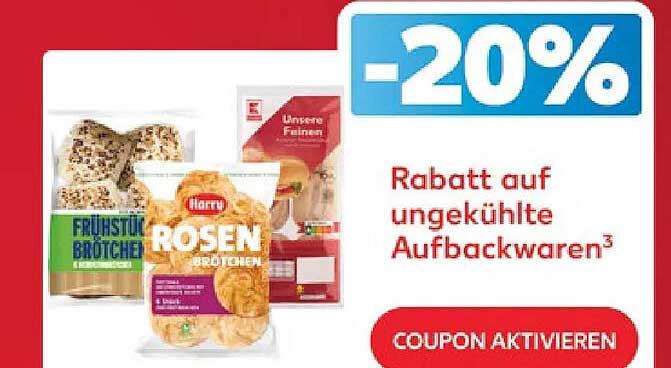 -20% Rabatt auf ungekühlte Aufbackwaren