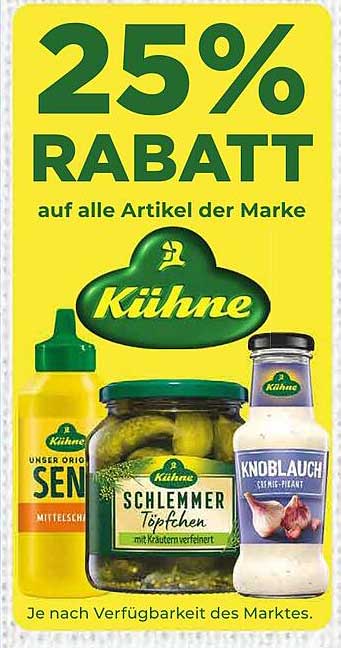 25% RABATT auf alle Artikel der Marke Kühne