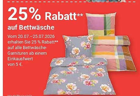 25% Rabatt** auf Bettwäsche