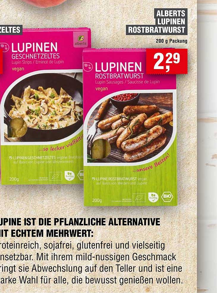 ALBERTS LUPINEN ROSTBRATWURST 200 g Packung
