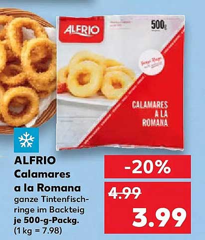 ALFRIO Calamares a la Romana ganze Tintenfischringe im Backteig je 500-g-Packg. (1 kg = 7.98)