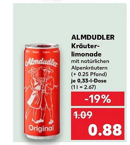 ALMDUDLER Kräuter-limonade mit natürlichen Alpenkräutern (+ 0.25 Pfand) je 0,33-l-Dose (1 l = 2.67)