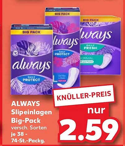ALWAYS Slipeinlagen Big-Pack versch. Sorten je 38-74-St.-Packg.