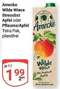 Amecke Wilde Wiese Streuobst Apfel oder Pflaume/Apfel Tetra Pak, pfandfrei
