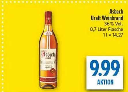 Asbach Uralt Weinbrand 36 % Vol. 0,7 Liter Flasche 1 l = 14,27 AKTION