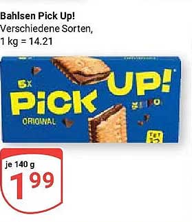 Bahlsen Pick Up! Verschiedene Sorten, 1 kg = 14.21
