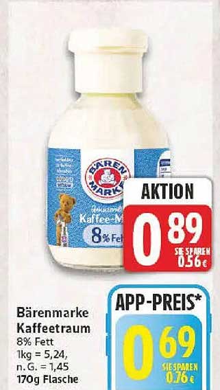 Bärenmarke Kaffeetraum 8% Fett