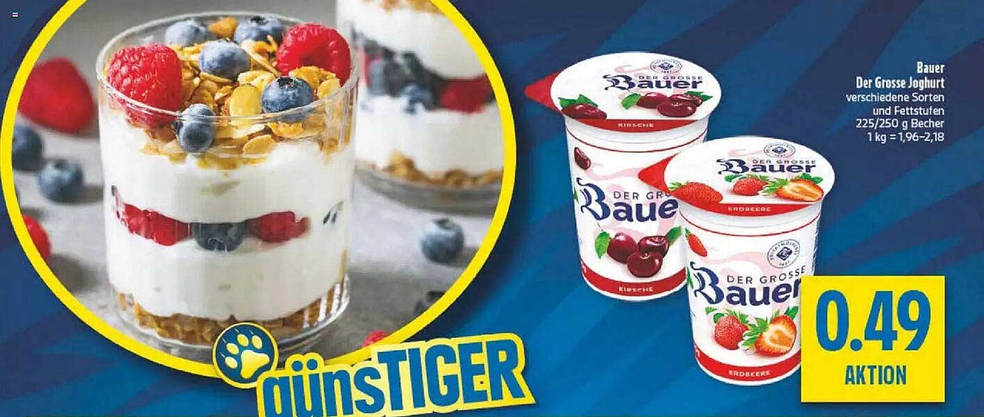 Bauer Der Grosse Joghurt verschiedene Sorten und Fettstufen 225/250 g Becher