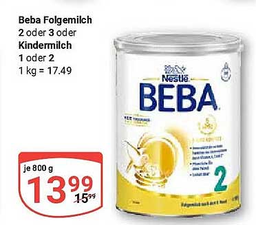 Beba Folgenmilch 2 oder 3 oder Kindermilch 1 oder 2