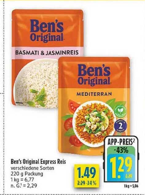 Ben's Original Express Reis verschiedene Sorten 220 g Packung