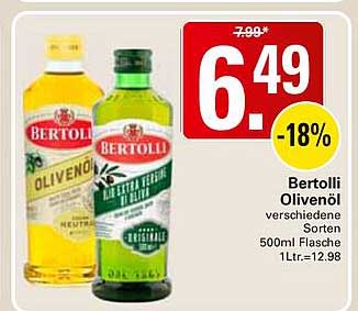 Bertolli Olivenöl verschiedene Sorten 500ml Flasche 1Ltr.=12.98
