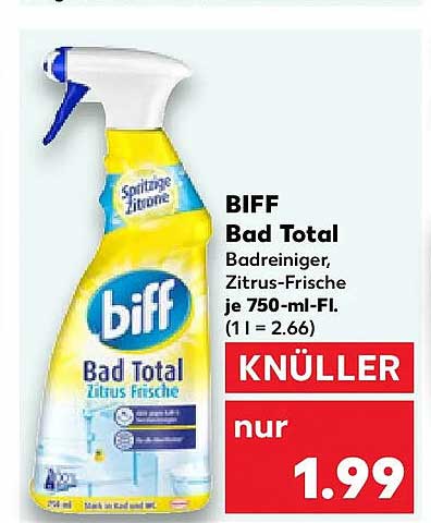 BIFF Bad Total Badreiniger, Zitrus-Frische je 750-ml-Fl. (1 l = 2.66)