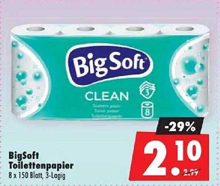 BigSoft Toilettenpapier 8 x 150 Blatt, 3-lagig