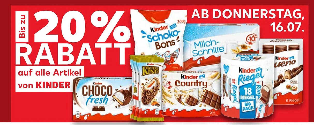 Bis zu 20% RABATT auf alle Artikel von KINDER