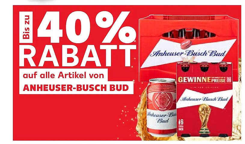 Bis zu 40% Rabatt auf alle Artikel von ANHEUSER-BUSCH BUD