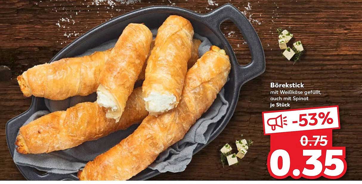 Börekstick mit Weißkäse gefüllt, auch mit Spinat je Stück