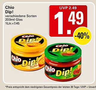 Chio Dip! verschiedene Sorten 200ml Glas 1Ltr.=7,45