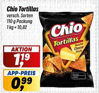 Chio Tortillas versch. Sorten 110 g Packung 1kg = 10,82