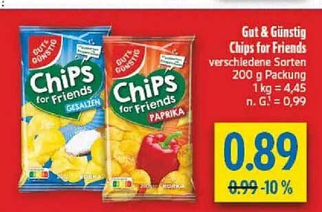 Chips for Friends verschiedene Sorten 200 g Packung
