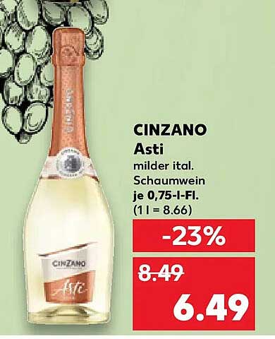 CINZANO Asti milder ital. Schaumwein je 0,75-l-Fl. (1 l = 8.66)