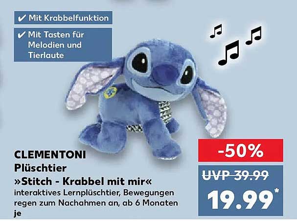 CLEMENTONI Plüschtier »Stitch - Krabbel mit mir«