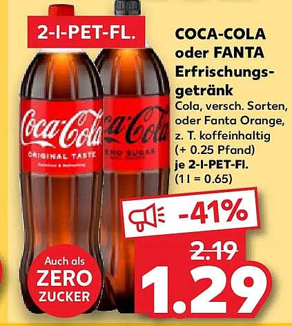 COCA-COLA oder FANTA Erfrischungsgetränk