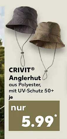 CRIVIT® Anglerhut aus Polyester, mit UV-Schutz 50+ je