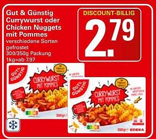 Currywurst oder Chicken Nuggets mit Pommes